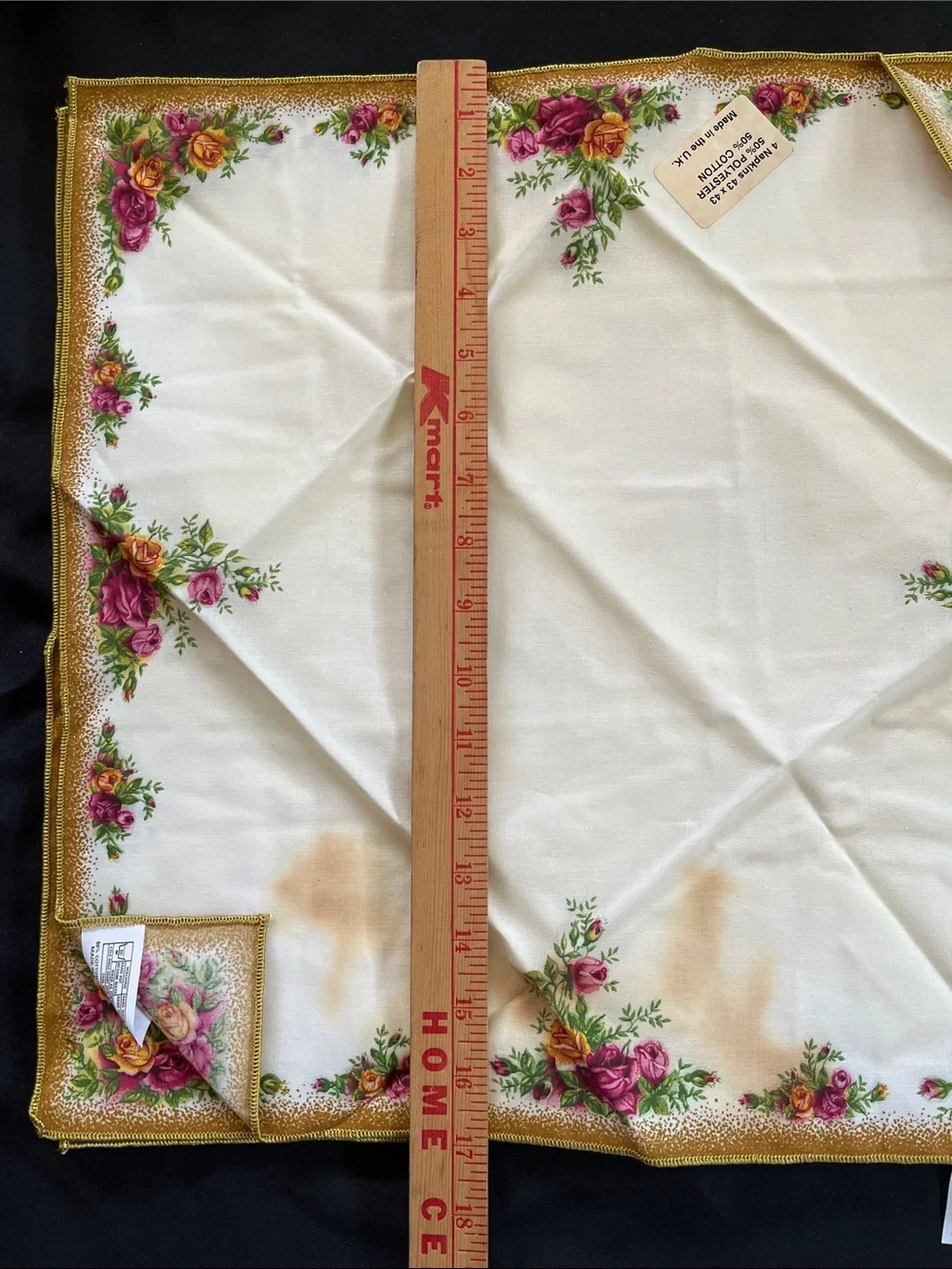 Vtg Royal Albert Old Country Roses Gold Trim Napkins Set Of 4 Unused *READ*